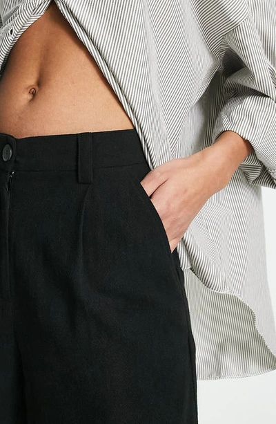 Shop Asos Design Pleated Dad Shorts In Black