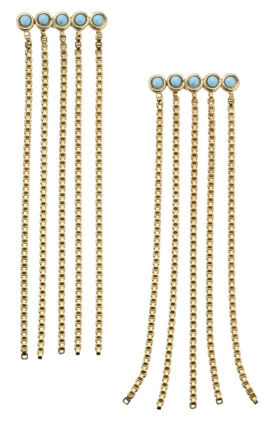 Shop Jennifer Zeuner Sivan Fringe Drop Earrings In 14k Yellow Gold Plated Silver
