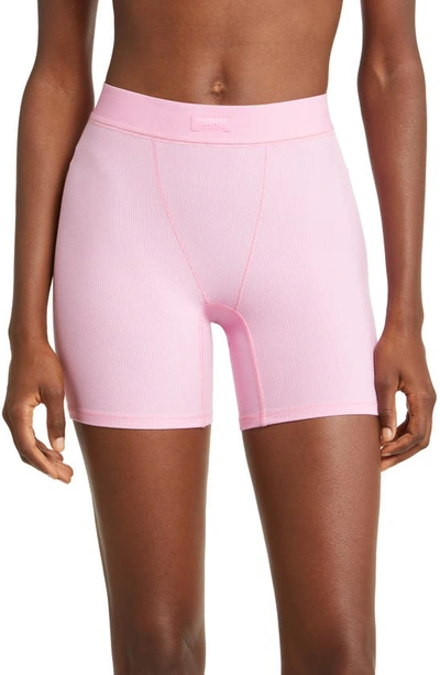 Shop Skims Rib Sleep Boxers In Cotton Candy