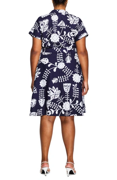 Estelle Belize Tie Waist Linen Blend Shirtdress In Print