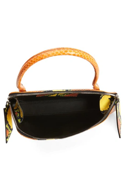 Shop Attico Sunrise Snake Embossed Leather Shoulder Bag In Orange/ Black/ Yellow/ Green