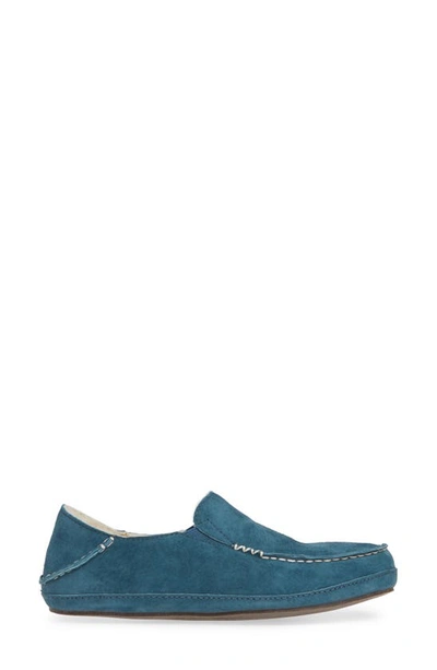 Shop Olukai Nohea Nubuck Slipper In Pacific Green Leather