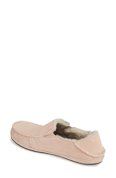 Shop Olukai Nohea Nubuck Slipper In Coral Rose Leather