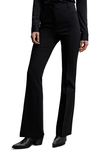 Shop Mango Pleated Flare Trousers In Black