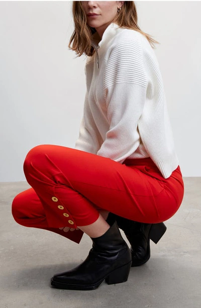 Mango Straight-cut Crop Trousers Red In Red