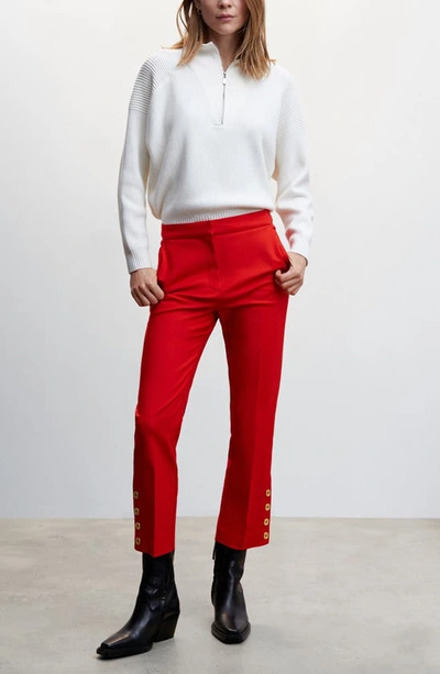 Mango Straight-cut Crop Trousers Red In Red
