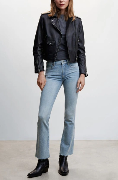 Mango Low Rise Flare Jeans In Open Blue