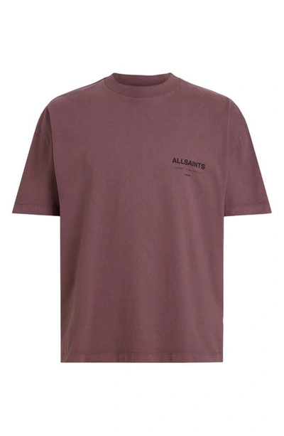 Shop Allsaints Underground Oversize Organic Cotton Graphic T-shirt In Sage Purple