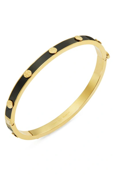 Tory Burch Miller Stud Hinge Bracelet In Tory Gold / Black