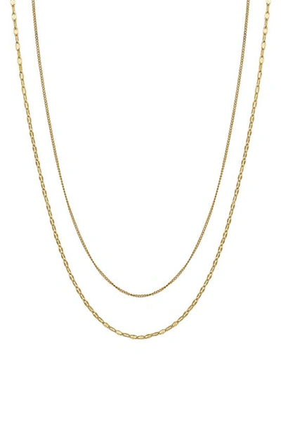 Shop La Rocks Set Of 2 Curb & Dip Chain Necklaces In Gold