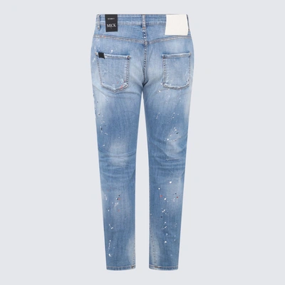 Shop John Richmond Light Blue Cotton Denim Jeans In <p>light Blue Cotton Denim Jeans From  Featuring Frontal Zip And Button Fastening, Belt