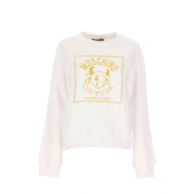 Shop Moschino Couture Logo Sweartshirt In White