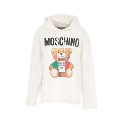 Shop Moschino Couture Logo Hooded Sweatshirt In White