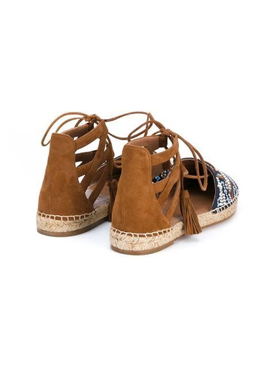 Shop Aquazzura 'belgravia' Embroidered Suede Espadrilles