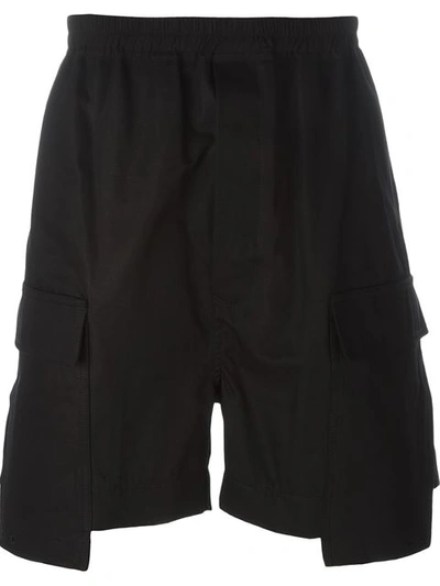 Rick Owens Layered Cotton-canvas Cargo Shorts In Black