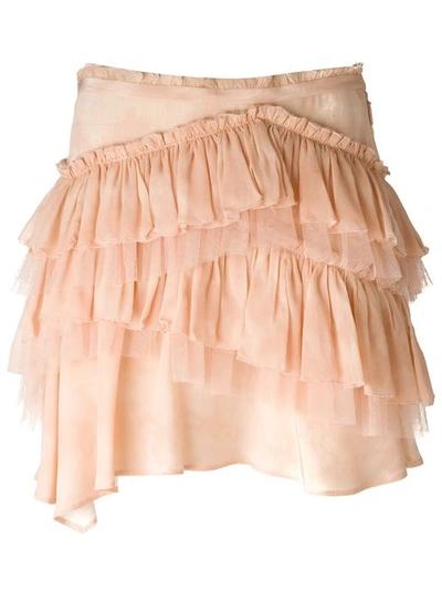 Roberto Cavalli Ruffled Mini Skirt In Pink