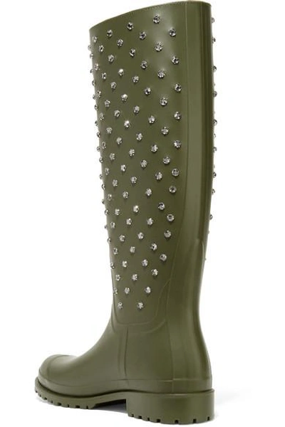 Shop Saint Laurent Festival Crystal-embellished Rubber Rain Boots