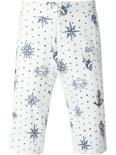 Alexander Mcqueen Legendary Creature Print Shorts In White