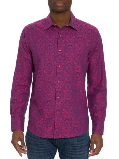 Shop Robert Graham Bayview Long Sleeve Button Down Shirt In Raspberry