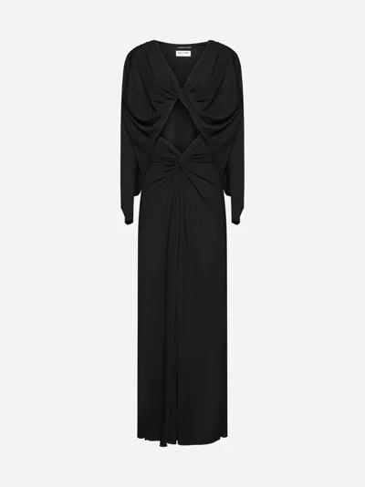 Shop Saint Laurent Cut-out Viscose Long Dress In Black