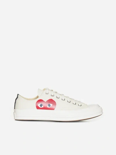 Shop Comme Des Garçons Play Chuck Taylor Canvas Low-top Sneakers In White