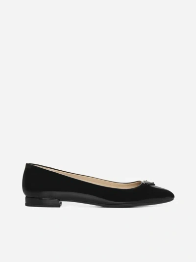 Shop Prada Patent Leather Ballet Flats In Black