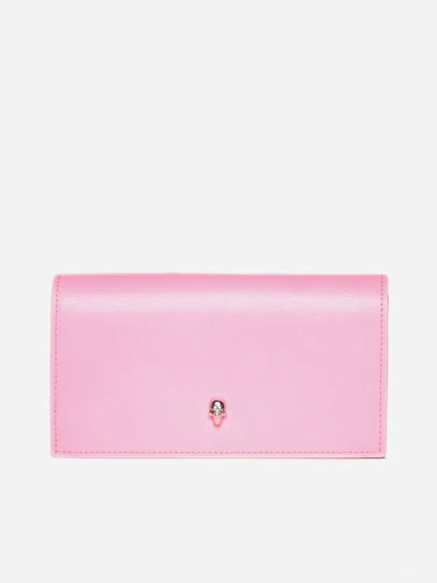 Shop Alexander Mcqueen Skull Leather Wallet In Fluo Pink
