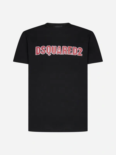 Shop Dsquared2 Logo Cotton T-shirt In Black