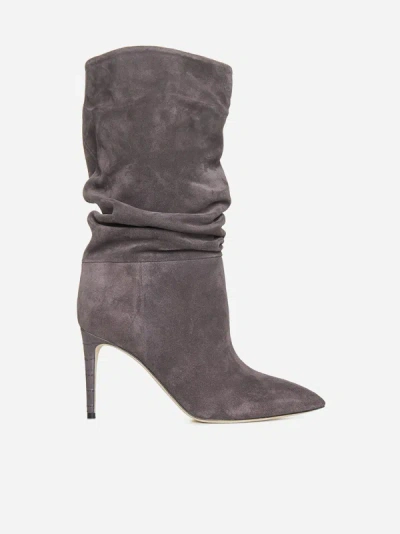 Shop Paris Texas Suede Slouchy Boots In Smoke