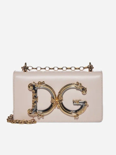 Shop Dolce & Gabbana Dg Girls Leather Phone Bag In Blush