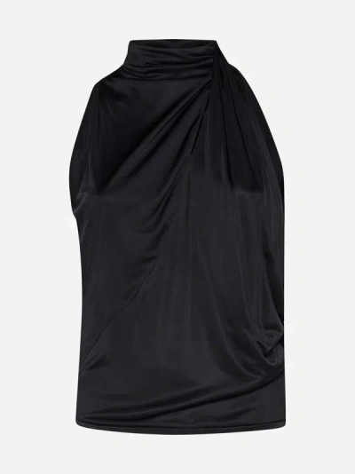 Shop Versace Cut-out Viscose Blouse In Black