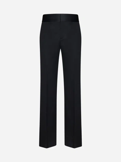 Shop Valentino Wool Tuxedo Trousers In Black
