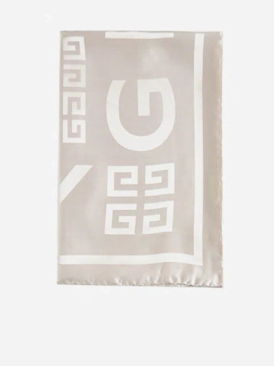 Shop Givenchy Logo And 4g Silk Shawl In Ivory