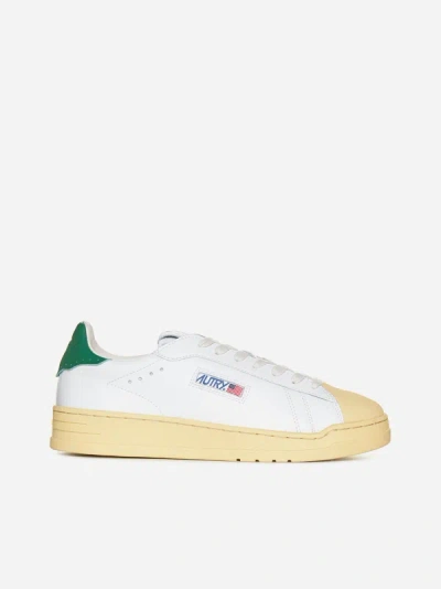 Shop Autry Bob Lutz Low-top Leather Sneakers In White,green