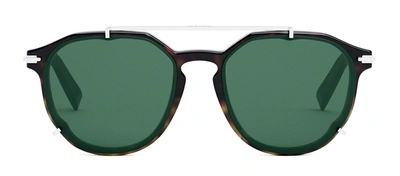 Shop Dior Blacksuit Ri Havana Round Sunglasses In Green