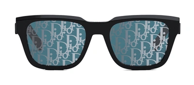 Shop Dior B23 S1i Black Square Sunglasses In Blue