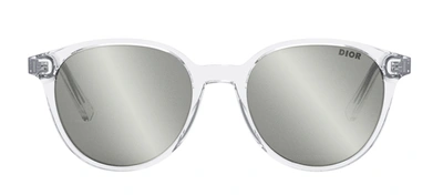 Shop Dior In R1i Clear Round Sunglasses In Silver