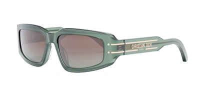 Shop Dior Signature S9u Green Rectangle Sunglasses In Brown