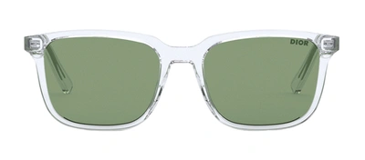 Shop Dior In S1i Clear Square Sunglasses In Green