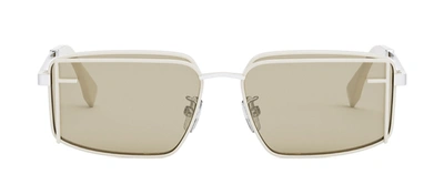 Shop Fendi First Sight Fe 40102u 25n Rectangle Sunglasses In Brown