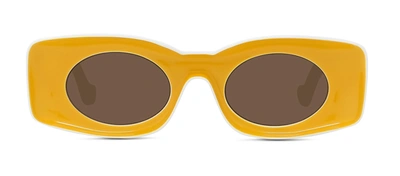 Shop Loewe Lw40033i 39e Oval Sunglasses In Brown
