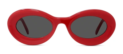 Shop Loewe Lw40110u 66a Oval Sunglasses In Grey