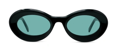Shop Loewe Lw40110u 01v Oval Sunglasses In Blue