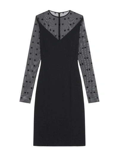 Shop Givenchy Bi-material Dress With 4g Motif In Black