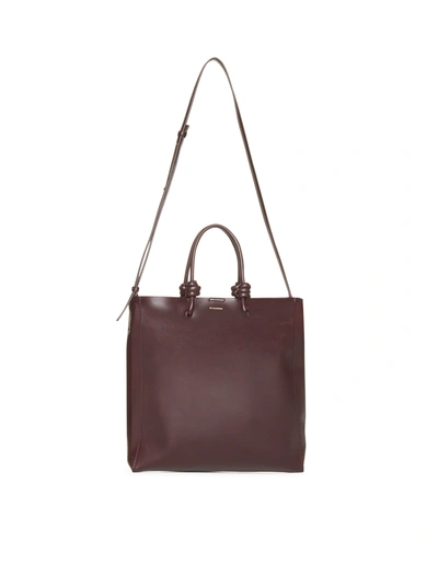 Shop Jil Sander Giro Medium Leather Tote Bag In Brown