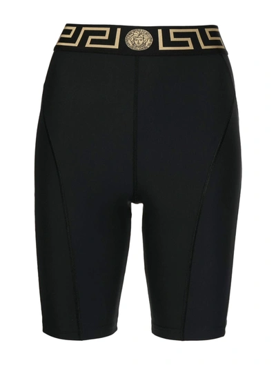 Shop Versace Lycra Shorts In Black