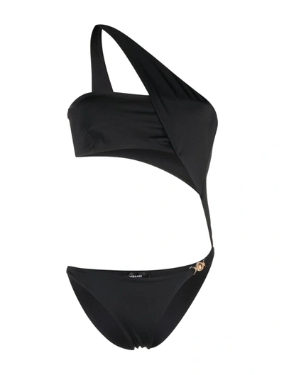 Shop Versace Medusa Head Swimsuit In Black