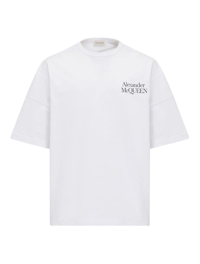 Shop Alexander Mcqueen Oversize Logo T-shirt In White