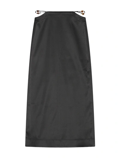 Shop Ganni Satin Maxi Skirt In Black