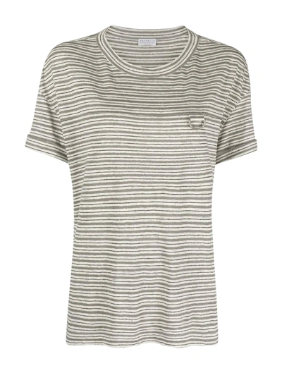 Shop Brunello Cucinelli Striped Short-sleeve T-shirt In Multicolour